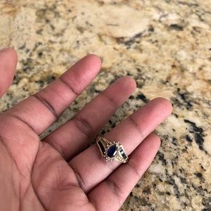 Blue & White Lab-Created Sapphire 14K Gold Over Silver Cocktail Ring